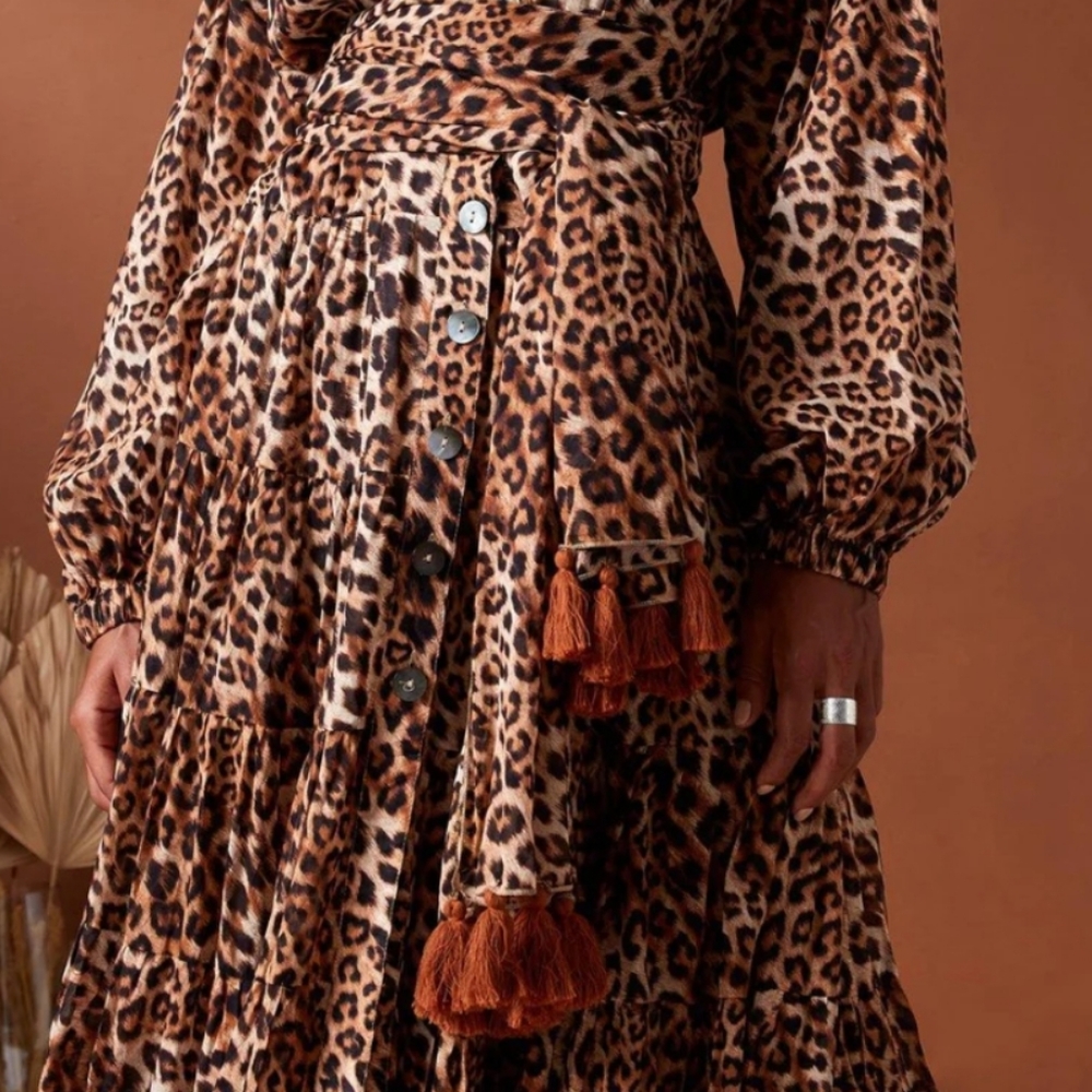 Erika Pena LEOPARD Rumba Tassle Belt